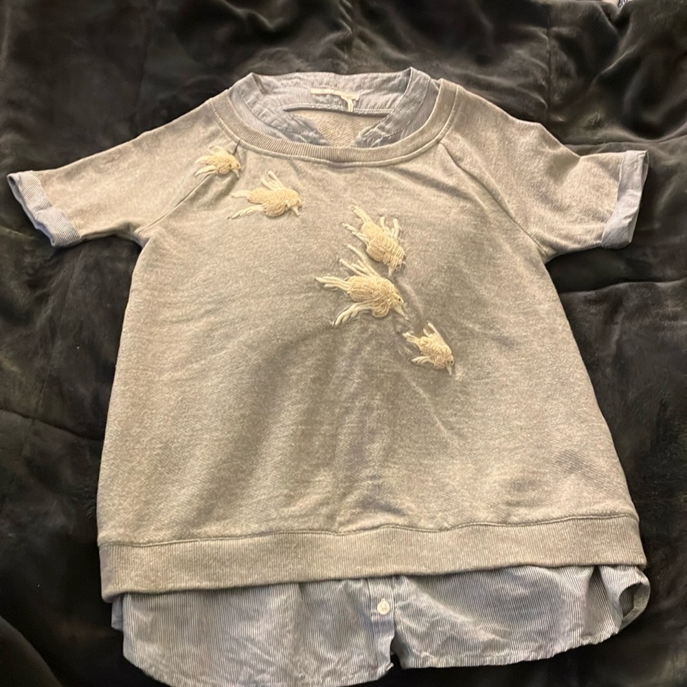 Anthropologie floreat beaded bird sweater top